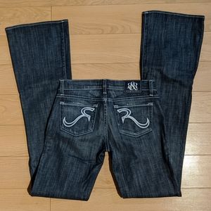 Y2K New Rock & Republic Jeans Size 26 Tall Distressed Flared Denim 37" Inseam